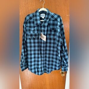 Rockmount Ranch Wear Mens Blue/Black Buffalo Check Western Shirt 614 XXL NWT